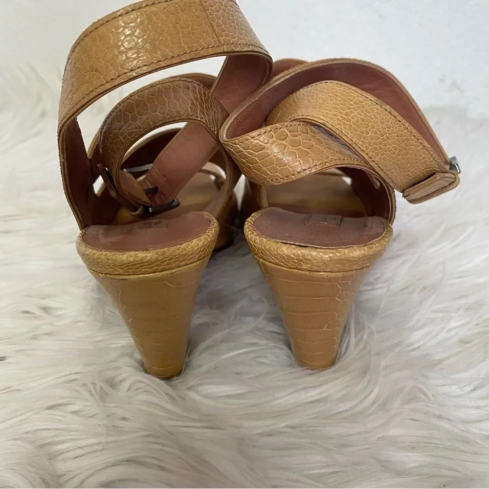 Alaïa Paris Tan Python Leather Open Toe Ankle Strap Heel Sandals 37 EU, 6.5 US